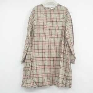 Mabo Girls Pink Tan Plaid Cotton Cottagecore Prairie Button Back Dress 8/9